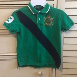 Polo Ralph Lauren Boys Shirt, Green, Navy Blue 6
